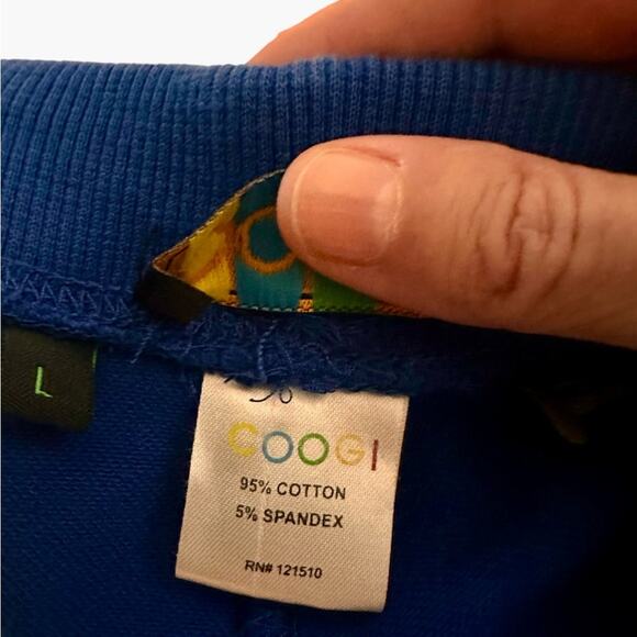 COOGI Vintage Flared Embroidered Knit Sweat Pants, Bright Blue Bling, L - Picture 9 of 15